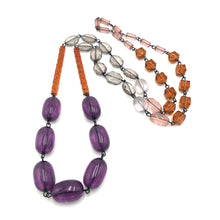 Load image into Gallery viewer, Amethyst &amp; Amber Beaded Rosary Chain Rope Necklace