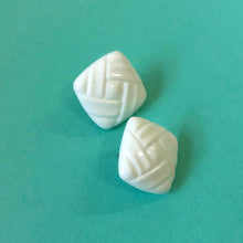 Load image into Gallery viewer, White Picnic Square Stud Earrings