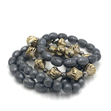 Load image into Gallery viewer, Charcoal Aura &amp; Pewter Stack and Stretch Bracelets Set