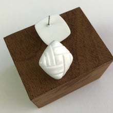 Load image into Gallery viewer, White Picnic Square Stud Earrings