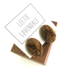 Load image into Gallery viewer, Snakeskin Velvet Flocked Oval Lucite Stud Earrings