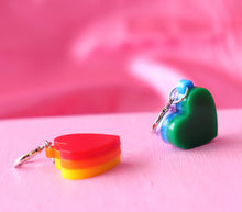 Load image into Gallery viewer, Rainbow Stacked Heart Huggies
