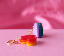 Load image into Gallery viewer, Rainbow Stacked Heart Huggies