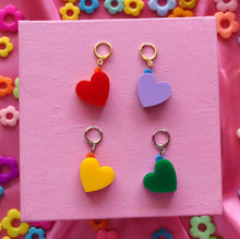 Load image into Gallery viewer, Rainbow Stacked Heart Huggies