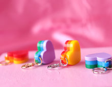 Load image into Gallery viewer, Rainbow Stacked Heart Huggies