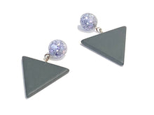 Load image into Gallery viewer, Lavender Sparkle and Grey Triangle Drop Earrings
