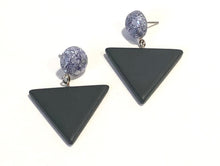 Load image into Gallery viewer, Lavender Sparkle and Grey Triangle Drop Earrings
