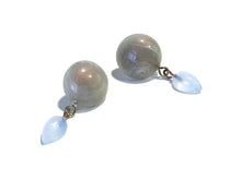 Load image into Gallery viewer, Marbled Grey &amp; Blue Opal Geometric Drop Earrings