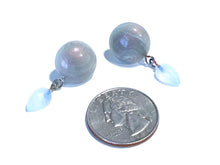 Load image into Gallery viewer, Marbled Grey &amp; Blue Opal Geometric Drop Earrings