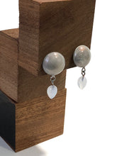 Load image into Gallery viewer, Marbled Grey &amp; Blue Opal Geometric Drop Earrings