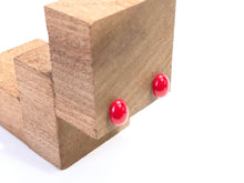 Load image into Gallery viewer, Small Cherry Red Oval Studs | Bright Red Minimalist Earrings
