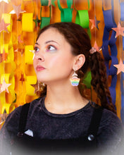 Load image into Gallery viewer, Moth Rainbow Pride Statement Dangle Earrings