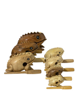 Load image into Gallery viewer, 5" Natural Wooden Musical Frog Percussion Instrument