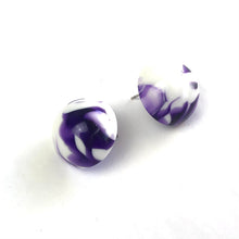Load image into Gallery viewer, Purple Cherry Bomb Marbled Retro Button Stud Earrings