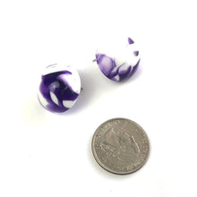 Load image into Gallery viewer, Purple Cherry Bomb Marbled Retro Button Stud Earrings