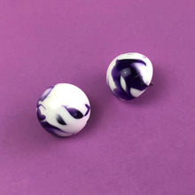 Load image into Gallery viewer, Purple Cherry Bomb Marbled Retro Button Stud Earrings