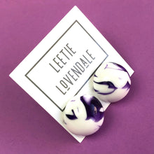 Load image into Gallery viewer, Purple Cherry Bomb Marbled Retro Button Stud Earrings