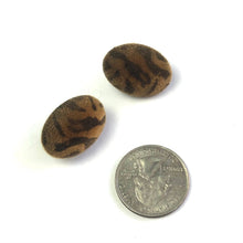 Load image into Gallery viewer, Tiger Striped Velvet Flocked Oval Lucite Stud Earrings