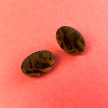Load image into Gallery viewer, Tiger Striped Velvet Flocked Oval Lucite Stud Earrings