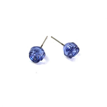 Load image into Gallery viewer, Denim Blue Carved Lucite Rose Stud Earrings
