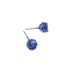 Load image into Gallery viewer, Denim Blue Carved Lucite Rose Stud Earrings