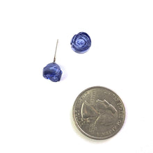 Load image into Gallery viewer, Denim Blue Carved Lucite Rose Stud Earrings