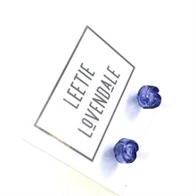Load image into Gallery viewer, Denim Blue Carved Lucite Rose Stud Earrings