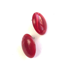 Load image into Gallery viewer, Ruby Red Marbled Oval Lucite Stud Earrings