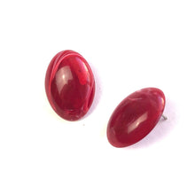 Load image into Gallery viewer, Ruby Red Marbled Oval Lucite Stud Earrings
