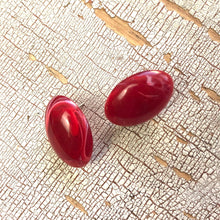 Load image into Gallery viewer, Ruby Red Marbled Oval Lucite Stud Earrings