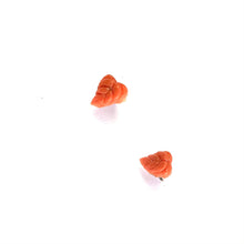 Load image into Gallery viewer, Carved Coral Curly Leaf Stud Earrings