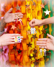 Load image into Gallery viewer, Cross Stitched Rainbow Heart Earrings