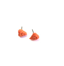 Load image into Gallery viewer, Carved Coral Curly Leaf Stud Earrings