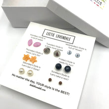 Load image into Gallery viewer, Days of the Week Style Earring Studs Set