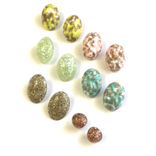Load image into Gallery viewer, Turquoise Metallic Glitter Nugget Oval Button Studs