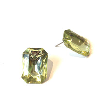 Load image into Gallery viewer, Lemon Faceted Rectangle Shine-On Stud Earrings