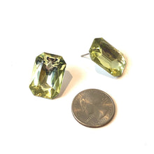 Load image into Gallery viewer, Lemon Faceted Rectangle Shine-On Stud Earrings