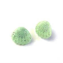 Load image into Gallery viewer, Mint Green Oyster Shell Glitter Stud Earrings
