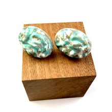 Load image into Gallery viewer, Turquoise Metallic Glitter Nugget Oval Button Studs