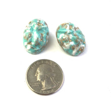 Load image into Gallery viewer, Turquoise Metallic Glitter Nugget Oval Button Studs
