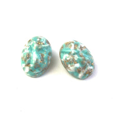 Load image into Gallery viewer, Turquoise Metallic Glitter Nugget Oval Button Studs