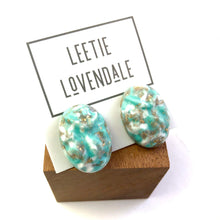 Load image into Gallery viewer, Turquoise Metallic Glitter Nugget Oval Button Studs