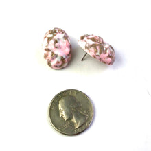 Load image into Gallery viewer, Pink Metallic Glitter Nugget Oval Button Studs