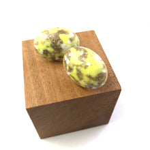 Load image into Gallery viewer, Lemon Yellow Metallic Glitter Oval Button Studs
