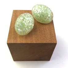 Load image into Gallery viewer, Mint Metallic Glitter Oval Button Studs