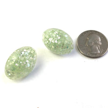 Load image into Gallery viewer, Mint Metallic Glitter Oval Button Studs