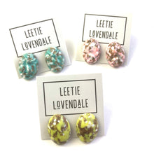 Load image into Gallery viewer, Pink Metallic Glitter Nugget Oval Button Studs
