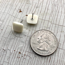 Load image into Gallery viewer, Cream Flat Square Stud Earrings