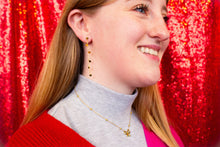 Load image into Gallery viewer, Single Thread of Gold Tied me to You-Heart Chain Earrings