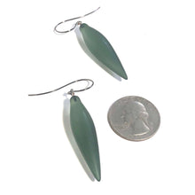 Load image into Gallery viewer, Muted Green Frosted Plumb-Bob Spike Drop Earrings